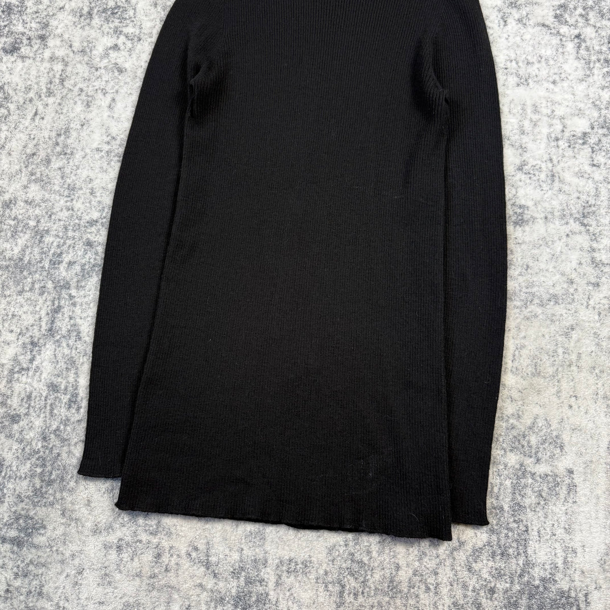 Rick Owens SS/24 Lido Black Ribbed Longline Wool Sweater