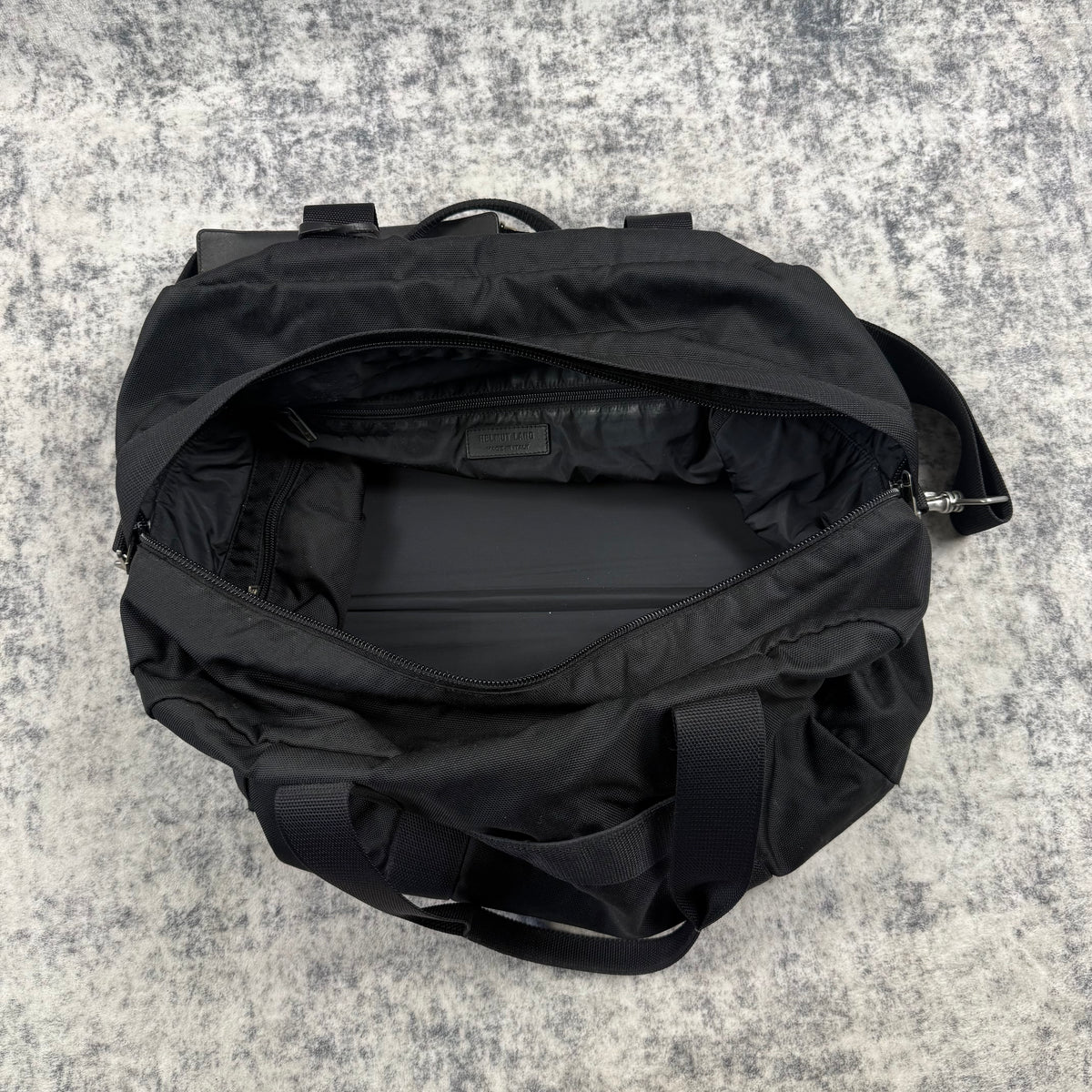 Helmut Lang 1990s Vintage Black Nylon Weekender Duffle Bag