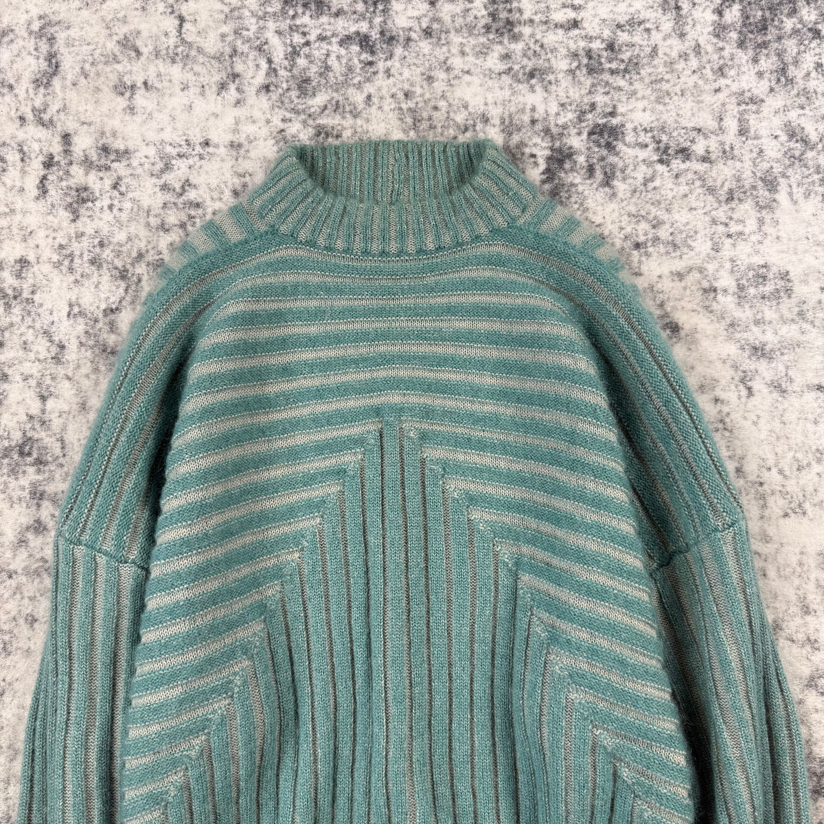 Rick Owens FW22 STROBE Aqua Pearl Mohair Wool Ribbed Sweater