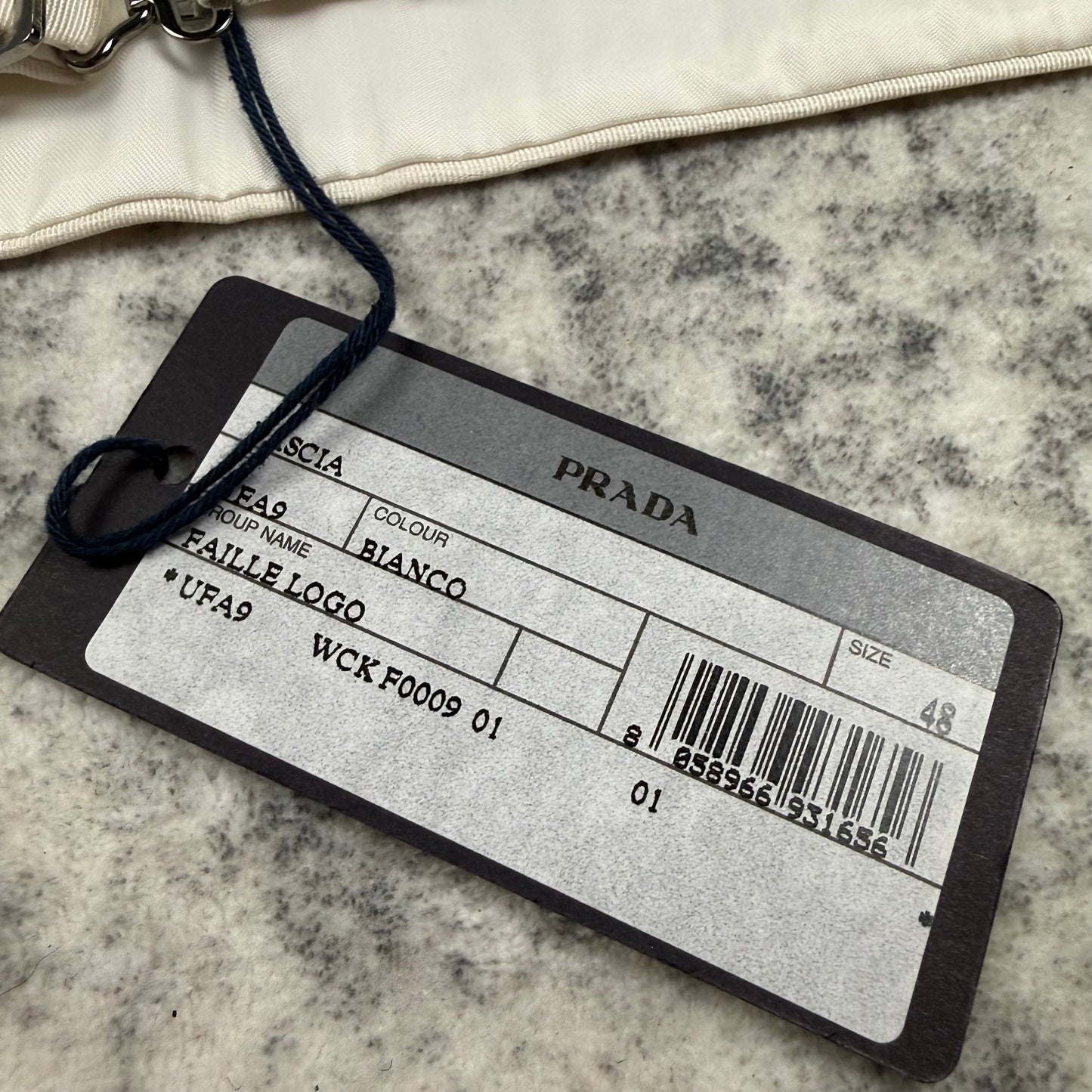 Prada White Elastic Logo Waist Belt