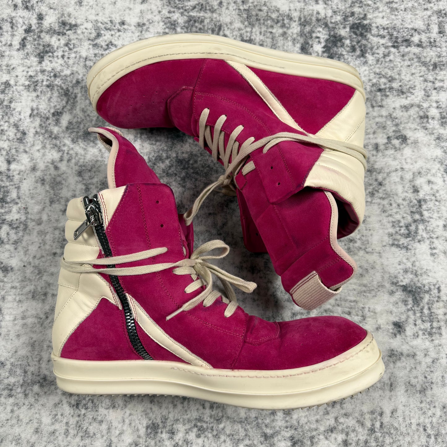 Rick Owens Pink Suede Geobaskets