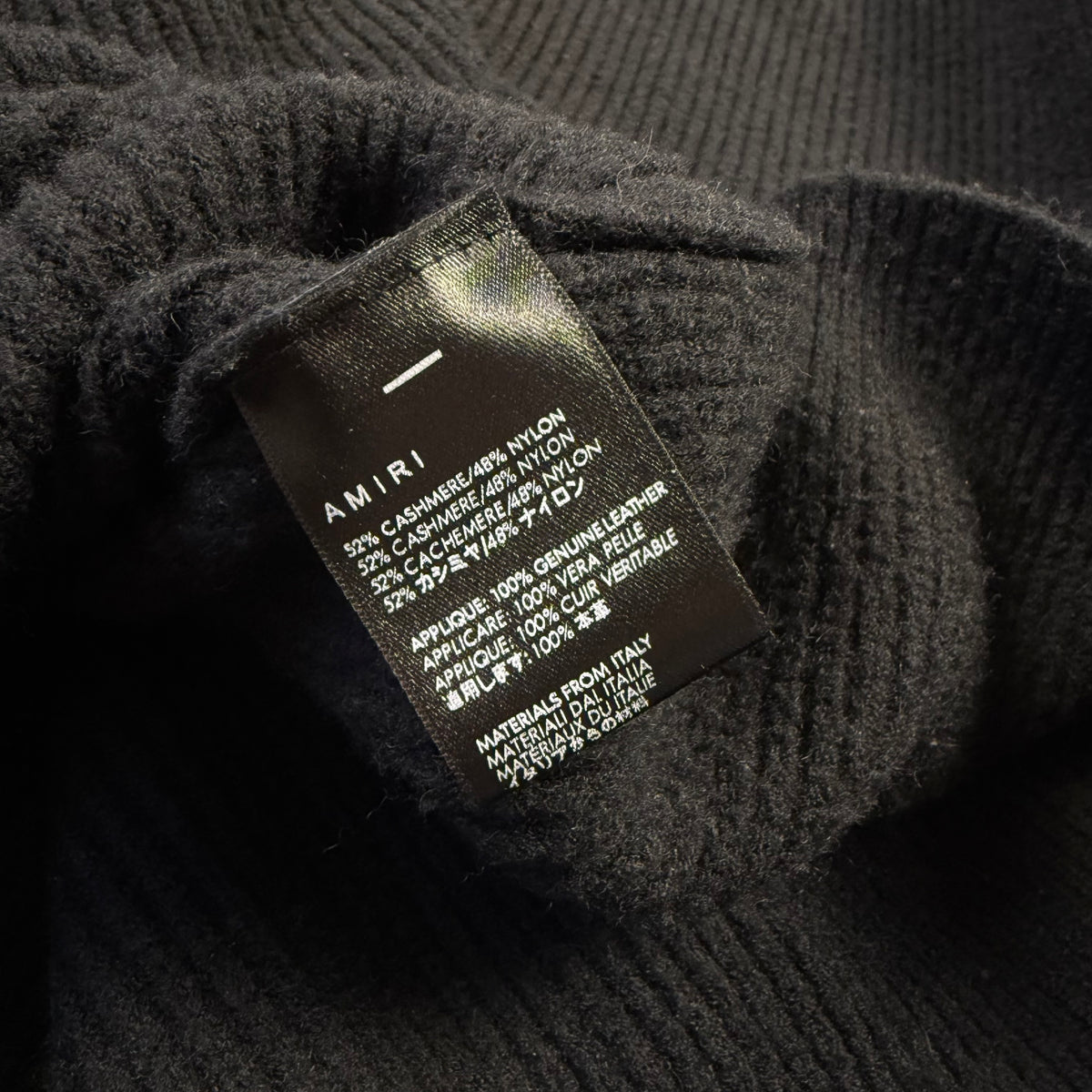 AMIRI Black Cashmere Military Patch Turtleneck Sweater