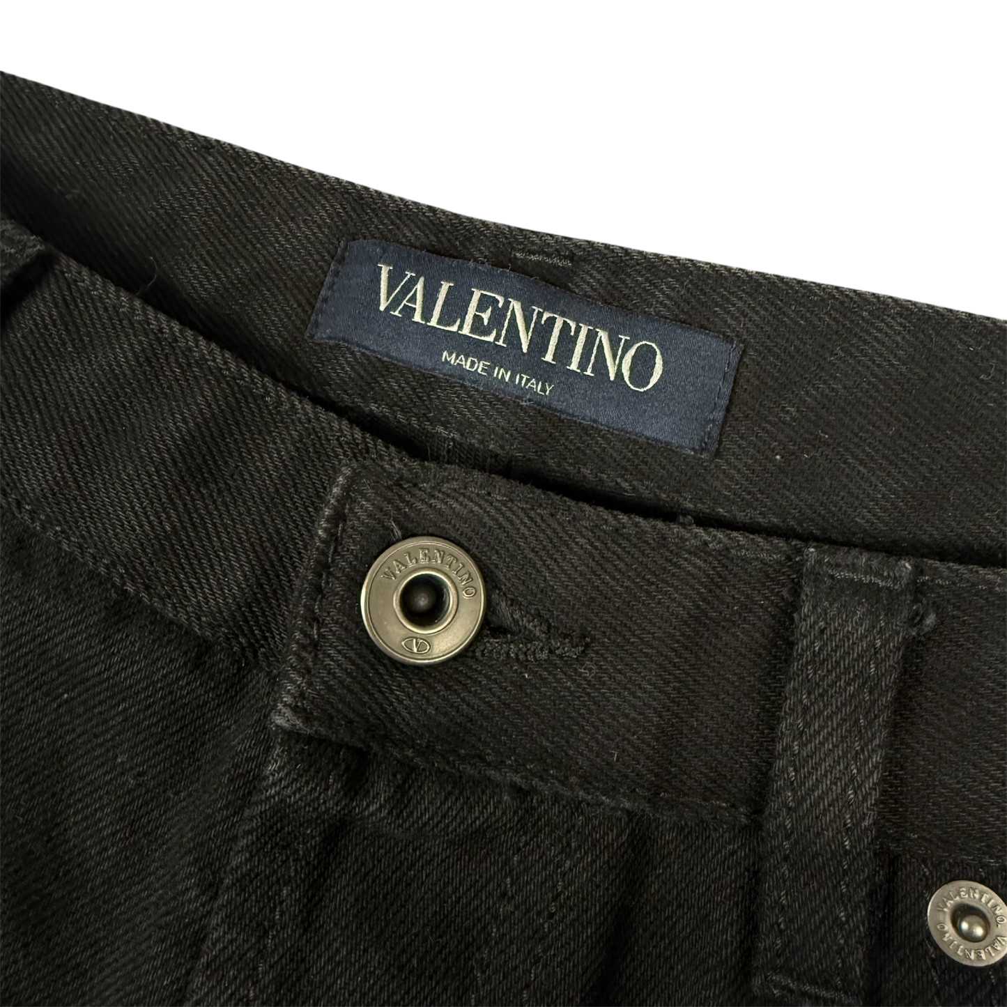 Valentino VLTN Logo Print Washed Denim ‘Black’ Straight Jeans