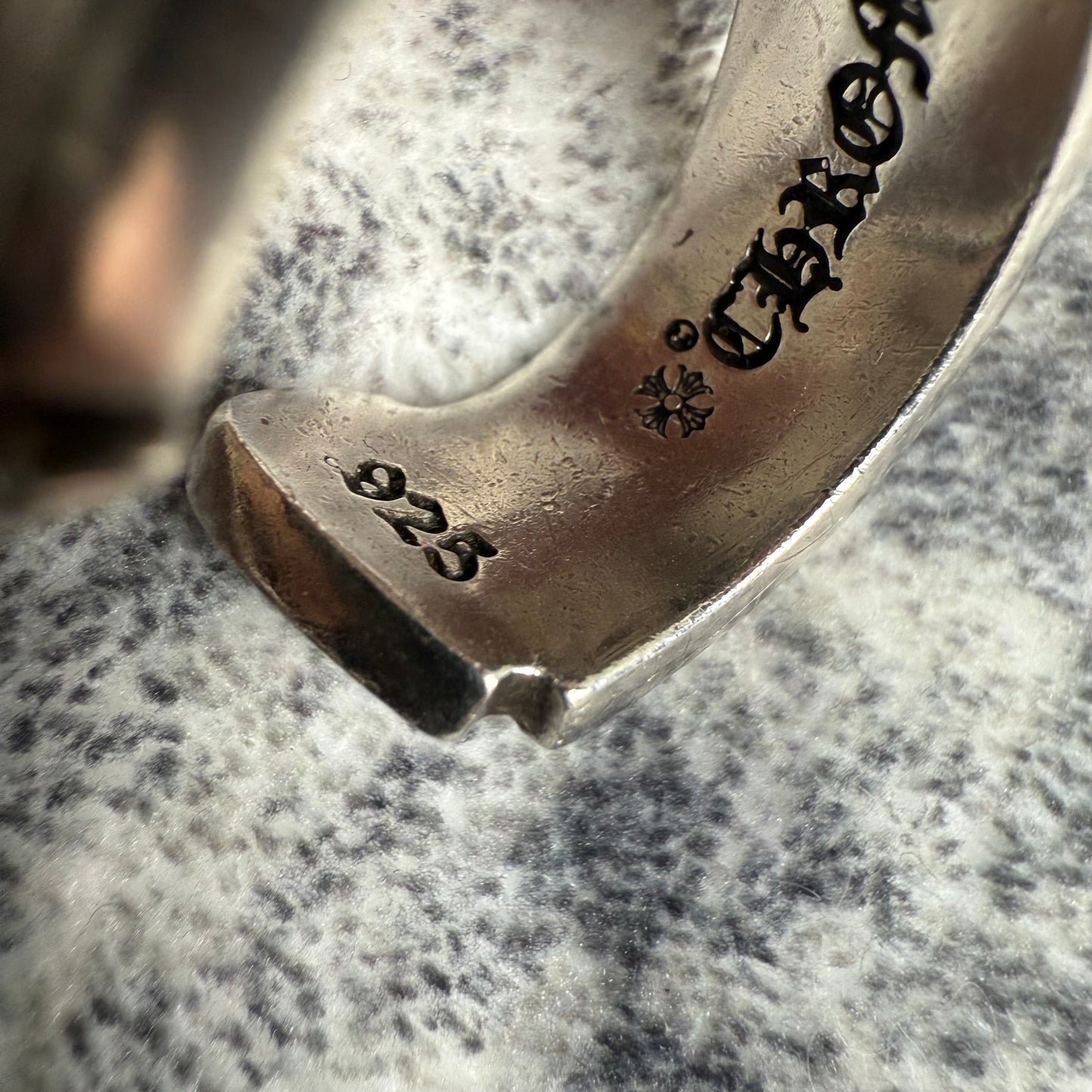 Chrome Hearts Large Scroll Label Silver Ring
