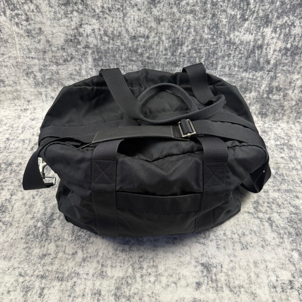 Helmut Lang 1990s Vintage Black Nylon Weekender Duffle Bag
