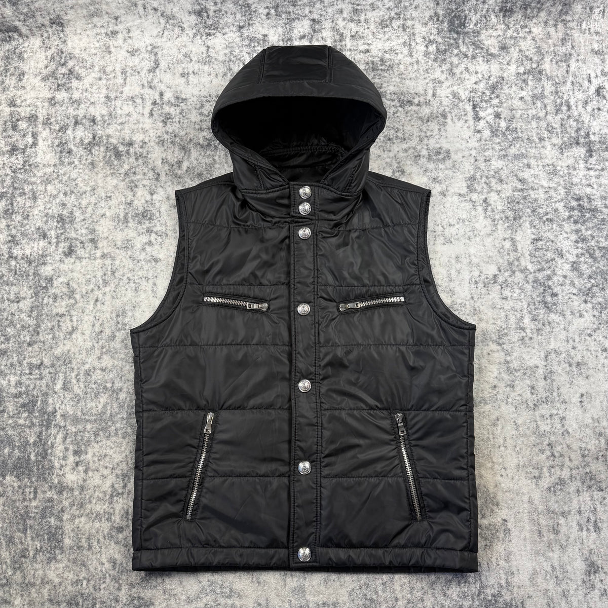 Balmain Padded Quilted Shell Hooded ‘Black’ Gilet
