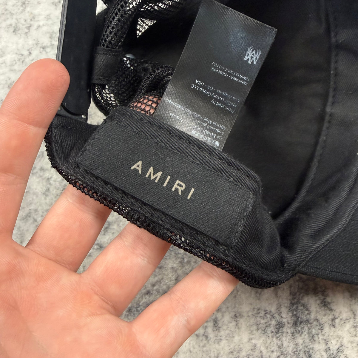 Amiri M.A. Logo Black Trucker Hat