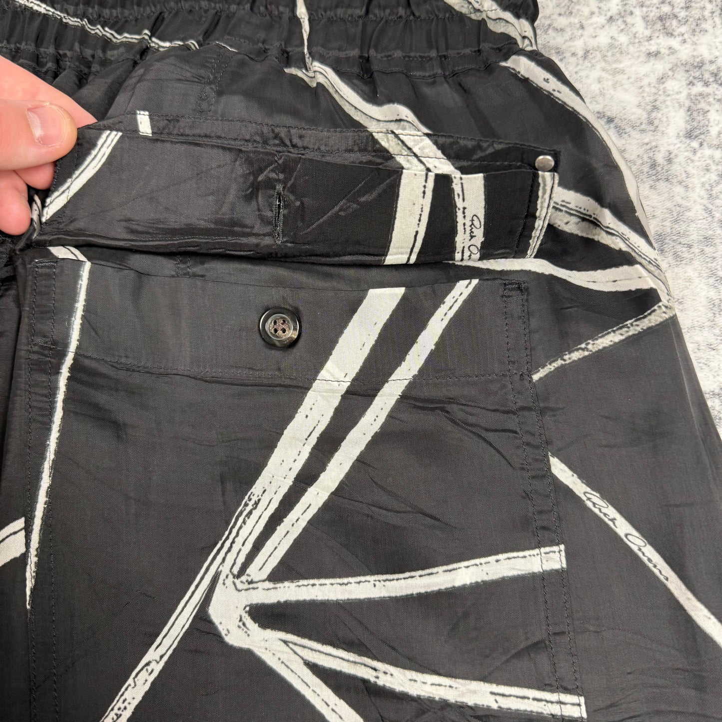 Rick Owens SS22 FOGACHINE Drawcord All-Over Print Shorts