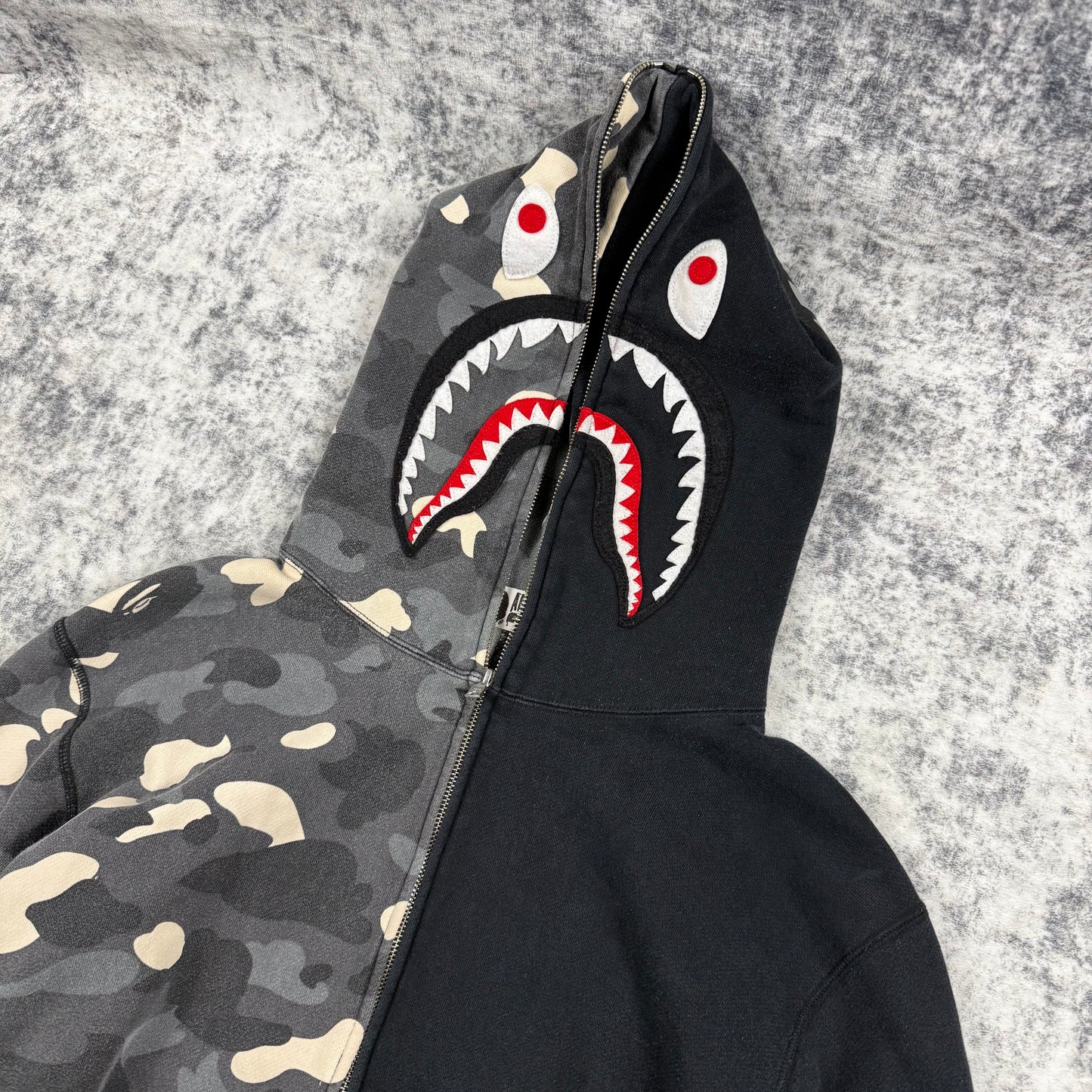 BAPE Shark Full Zip Hoodie ‘Glow in the Dark Camo Split Black’