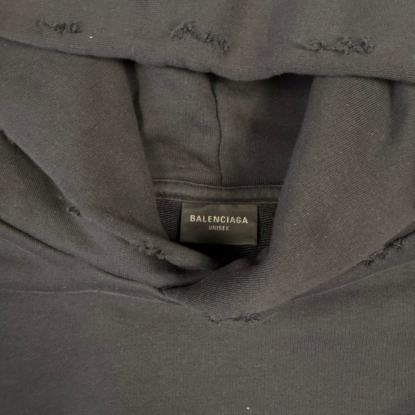 Balenciaga Tape Type Logo Distressed Hoodie