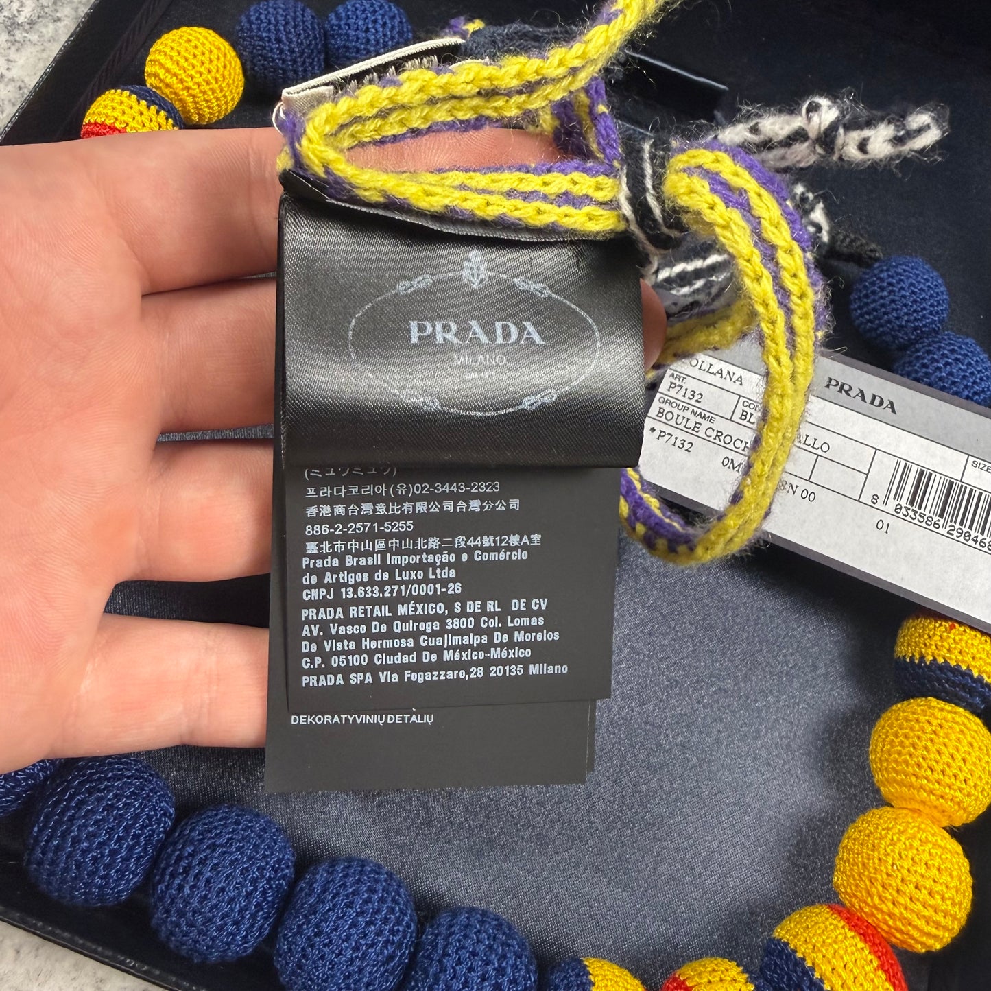 Prada AW2005 Chocker Nappa Yellow Bead Savage Necklace