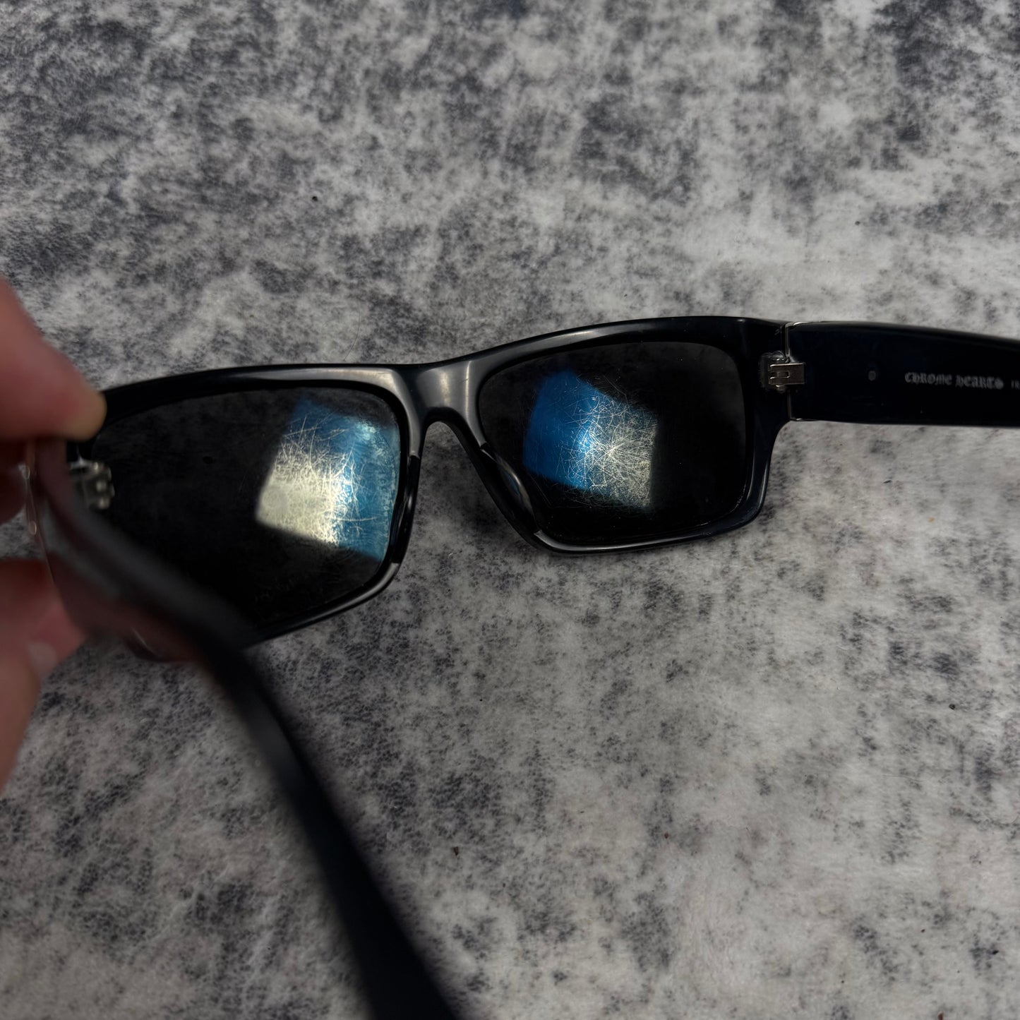 Chrome Hearts G-MONEY IV Black Silver Cross Shield Sunglasses