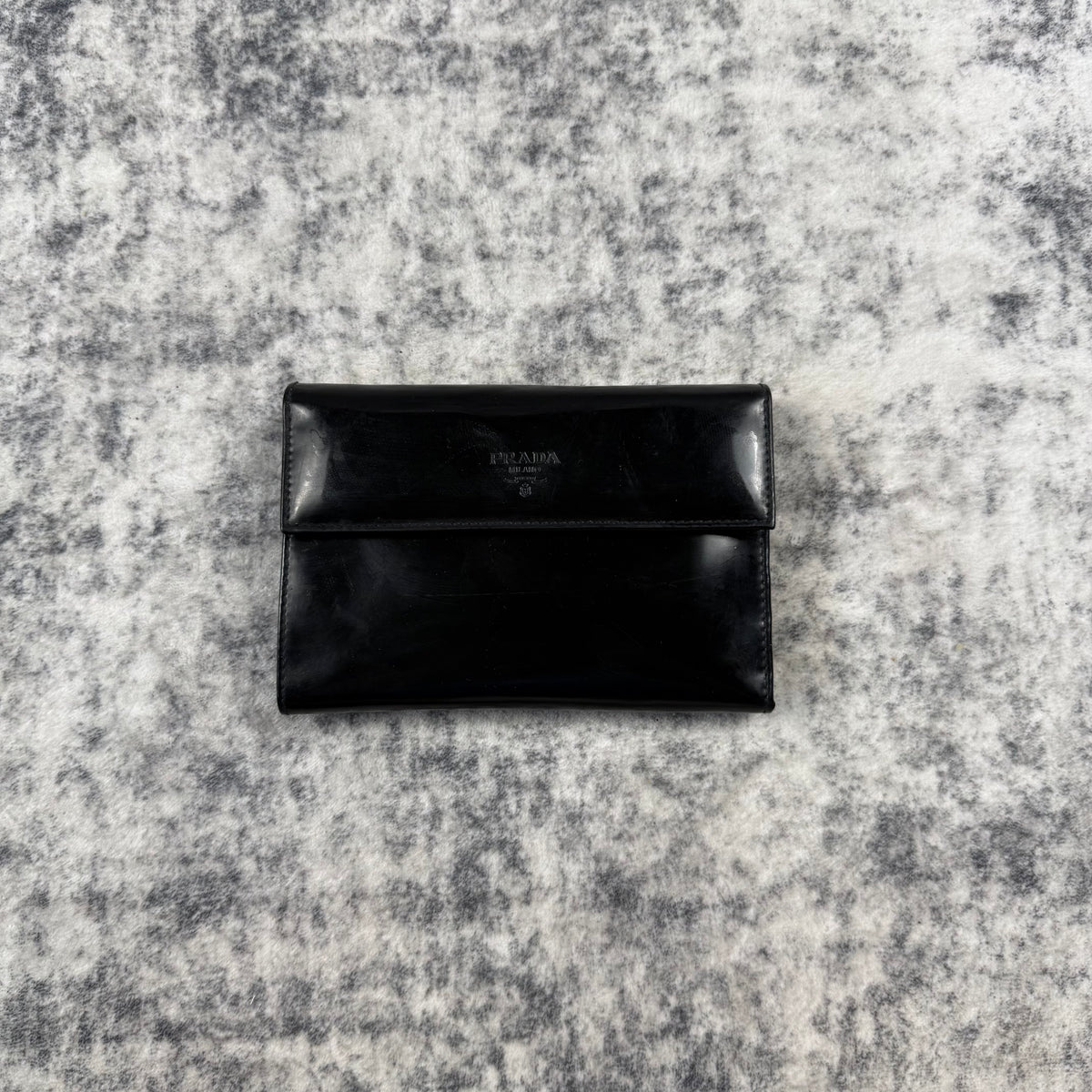 Vintage 1997 Prada Black Spazzolato Leather Wallet