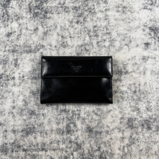 Vintage 1997 Prada Black Spazzolato Leather Wallet