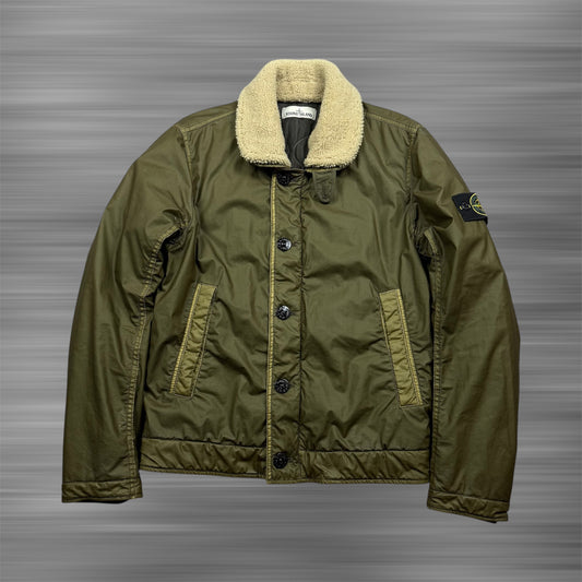 Stone Island Khaki Mussola Gommata Flight Jacket
