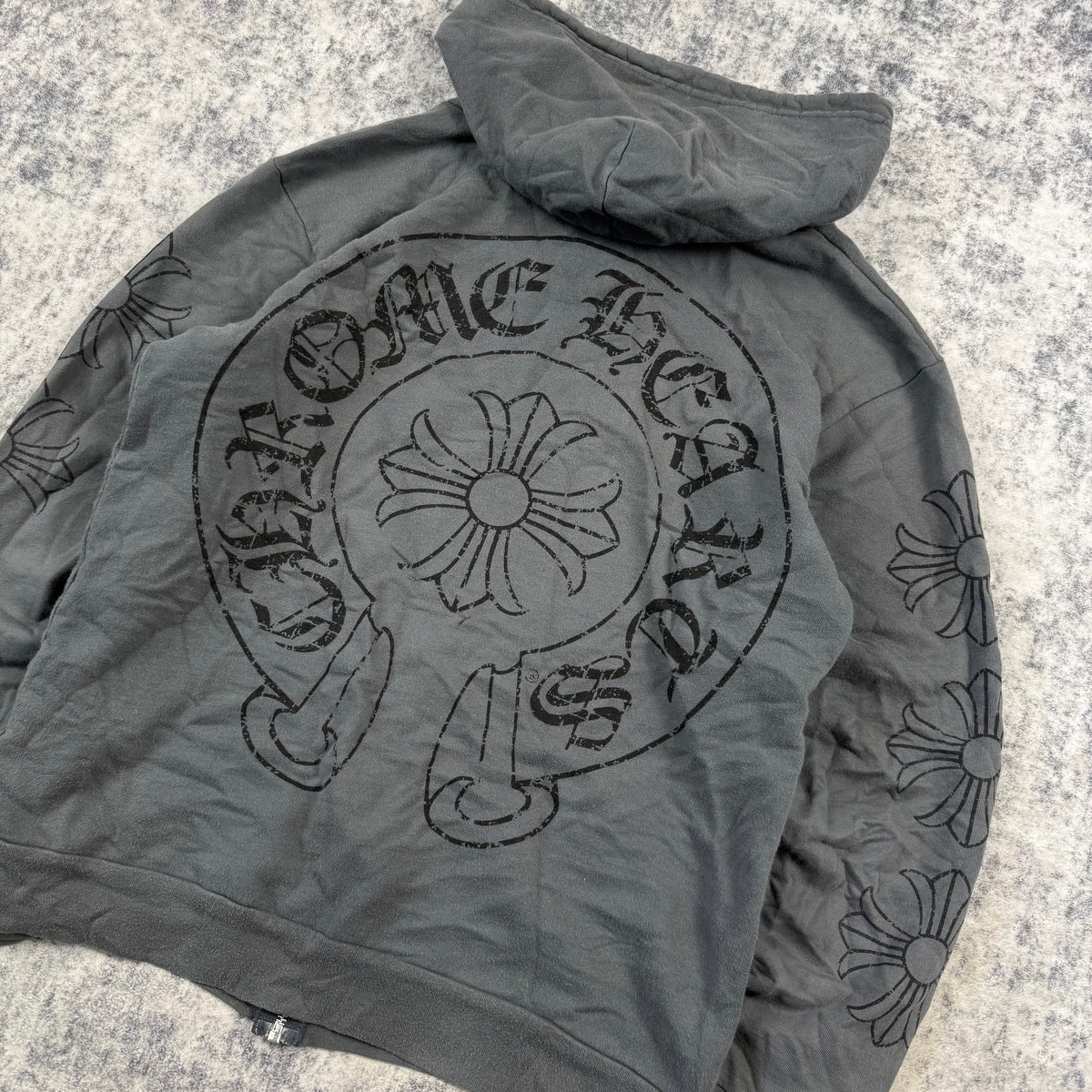 Chrome Hearts Vintage Horseshoe Cross ‘Gray’ Zip Up Hoodie