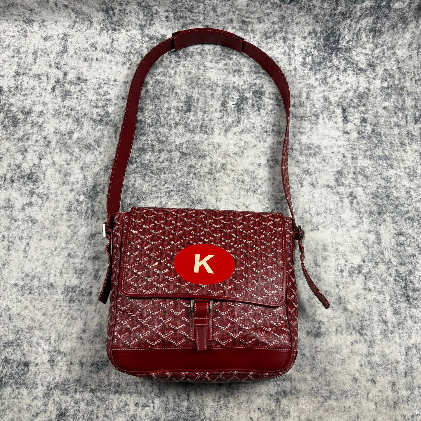 Goyard Grand Bleu MM Personalized “K” Crossbody Messenger Bag