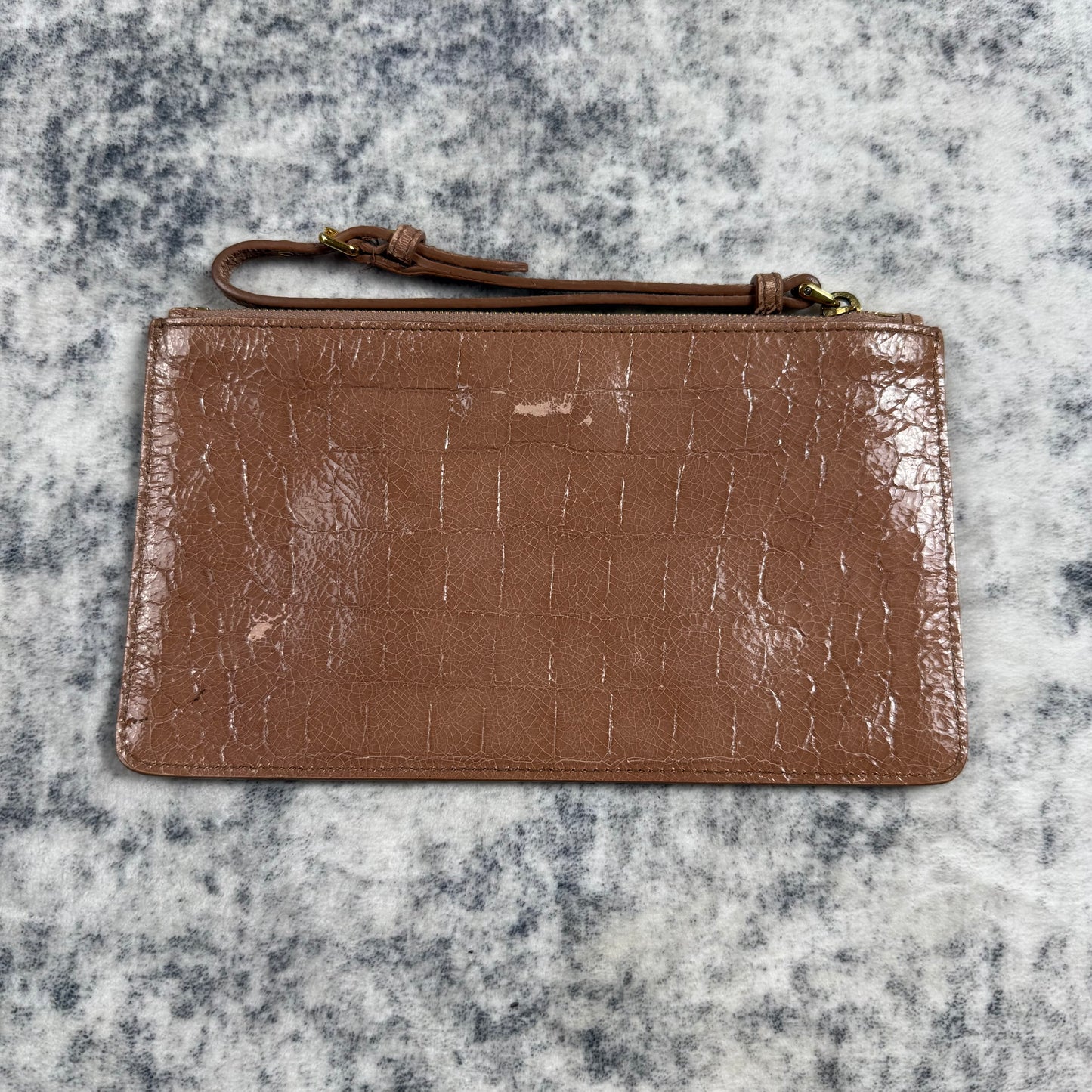 Miu Miu Croc-Embossed Patent Leather Wristlet Clutch / Pouch