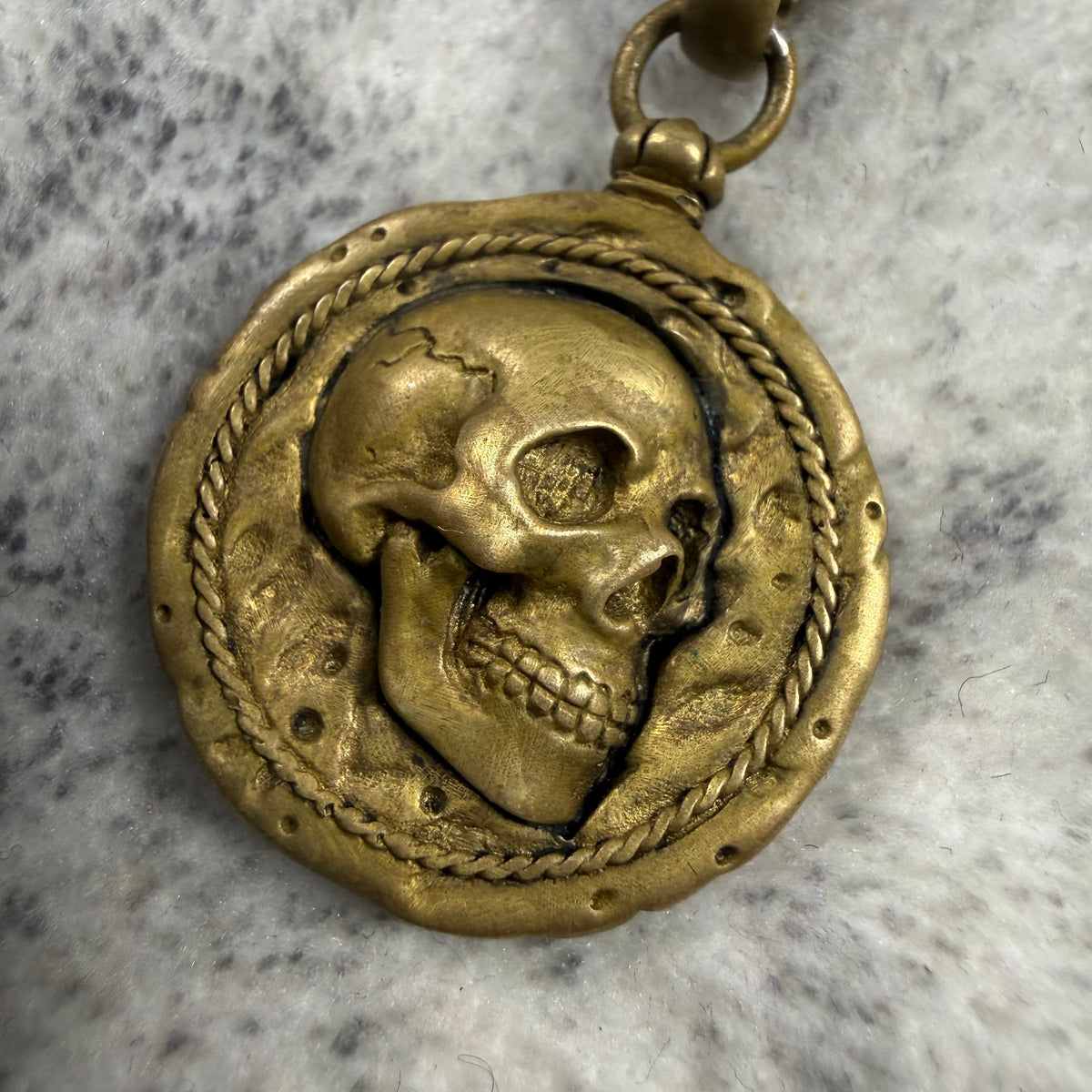 Clocks and Colours Brass Skull Medallion Necklace
