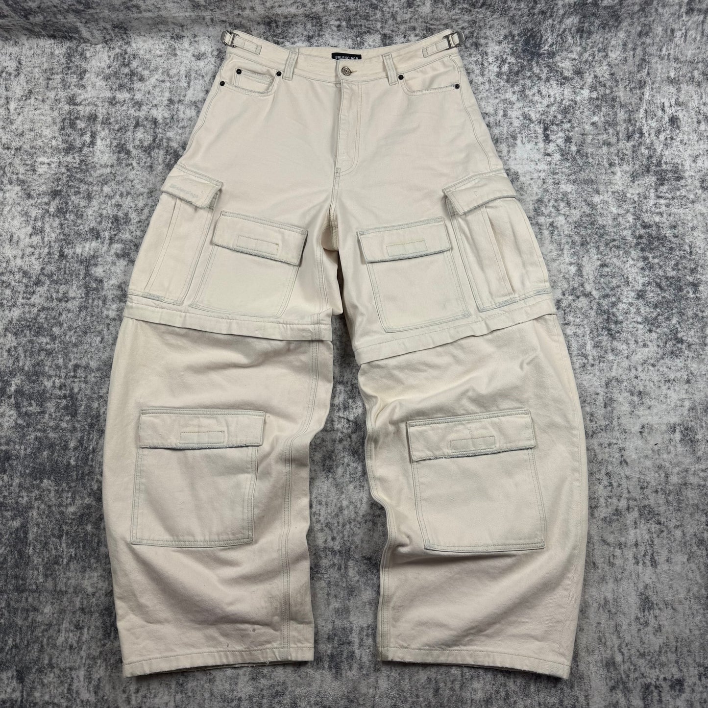 Balenciaga Multi Pocket Wide Leg Cargo Denim Jeans