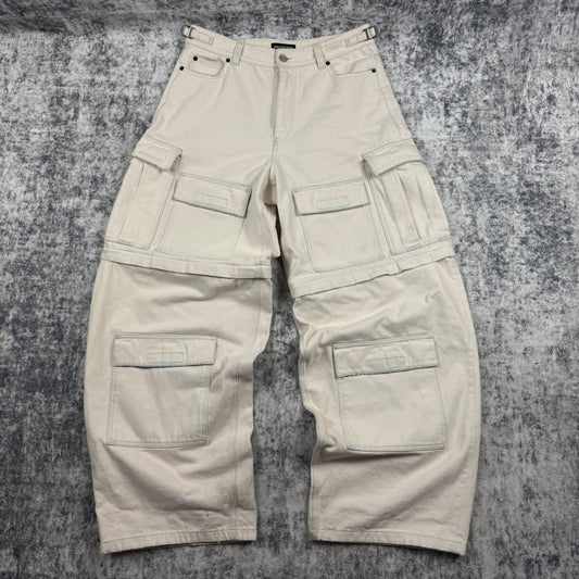 Balenciaga Multi Pocket Wide Leg Cargo Denim Jeans