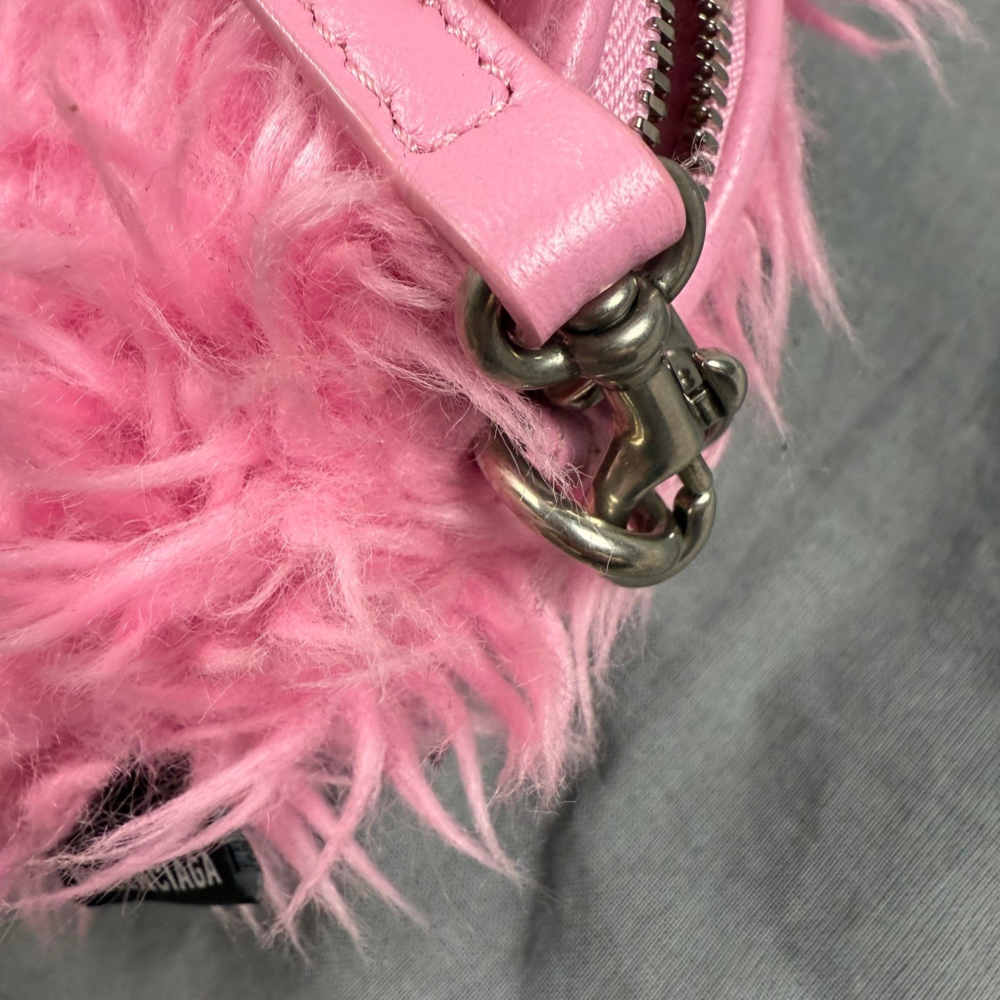 Balenciaga Faux Fur Heart Mini ‘Pink’ Crossbody Bag