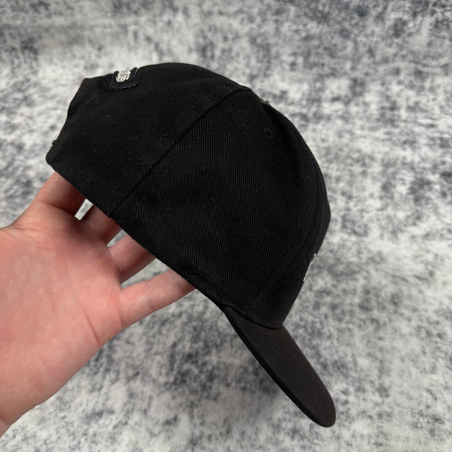 Chrome Hearts Scroll Logo Denim ‘Black’ Trucker Cap