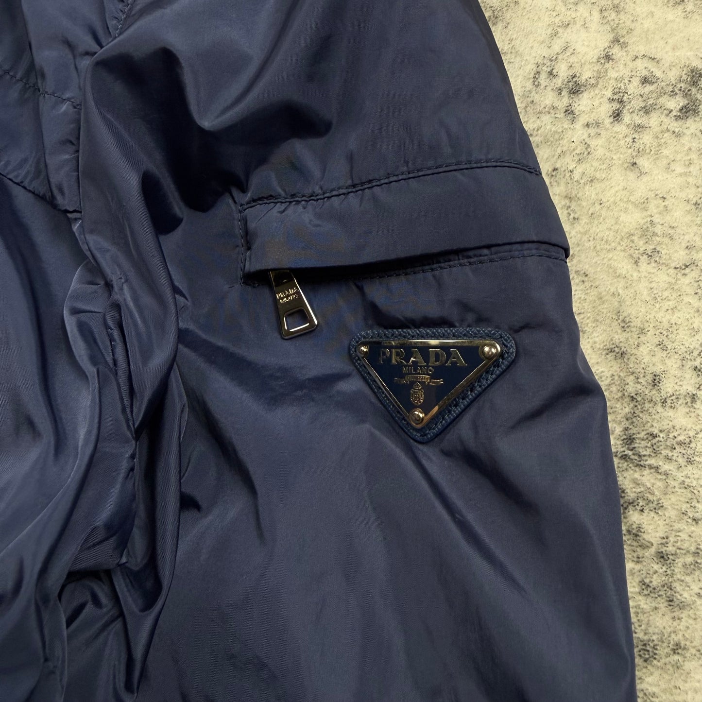 Prada Sport SGA466 Nylon Hooded Jacket Navy Blue