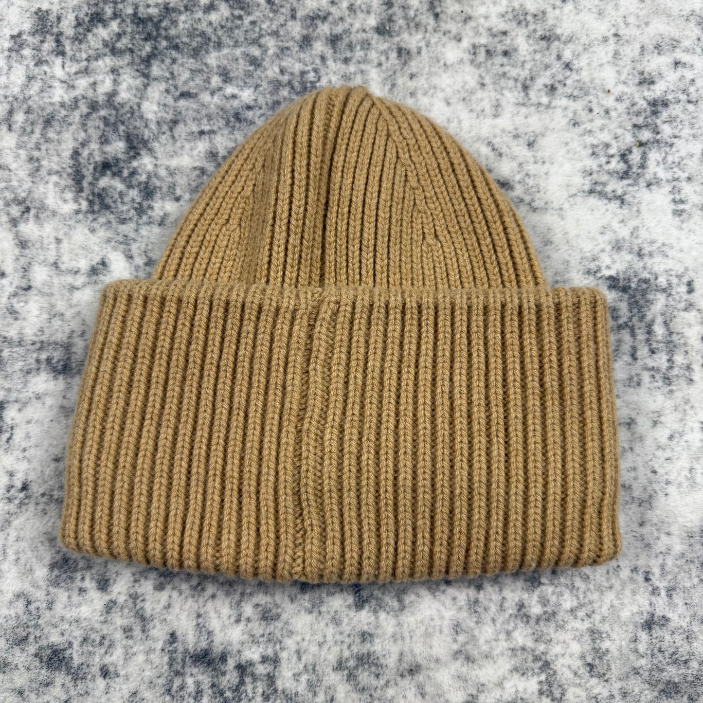 Acne Studios Face Patch Ribbed Beanie Camel
