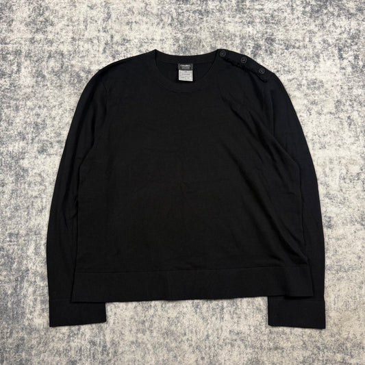 Chanel Uniform CC Button Shoulder Wool Blend Knit Long Sleeve