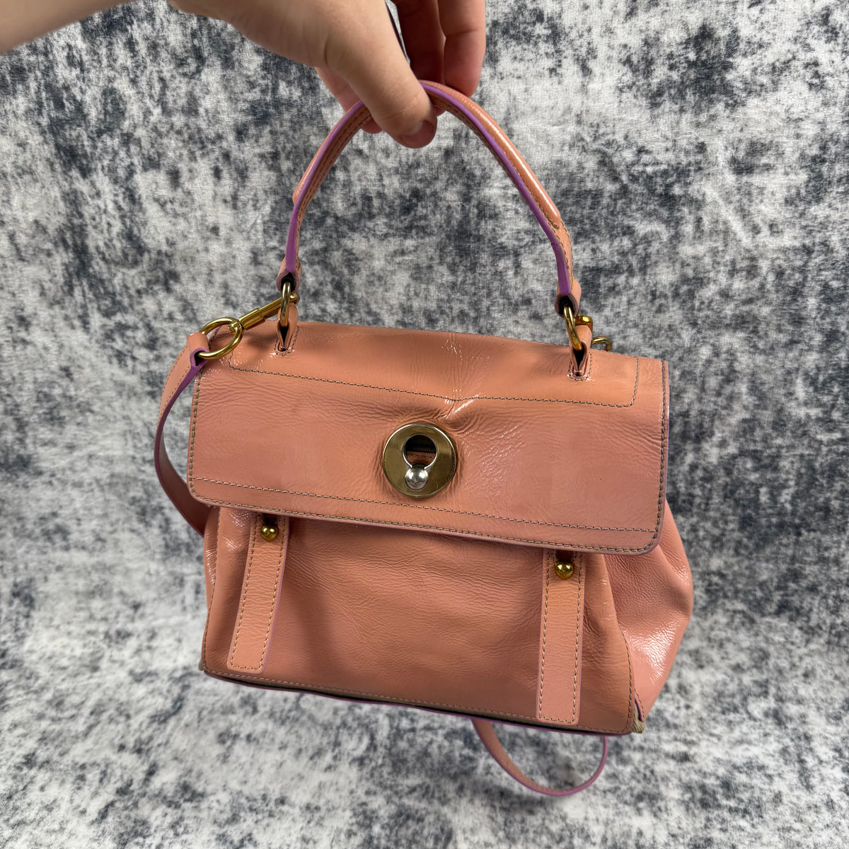Vintage Yves Saint Laurent Muse Two Pink Patent Leather Shoulder Bag