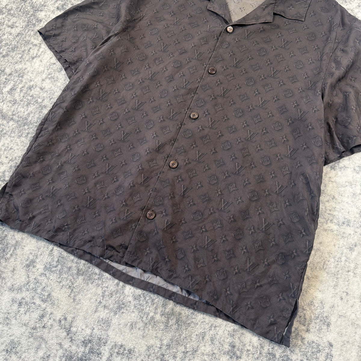 Louis Vuitton Printed Monogram Short-Sleeved Silk Shirt