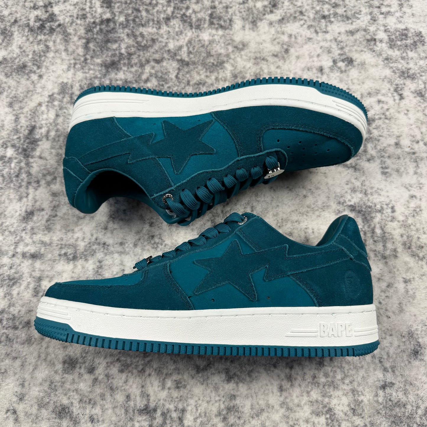 BAPE STA Teal Monotone Suede Low Top Sneakers