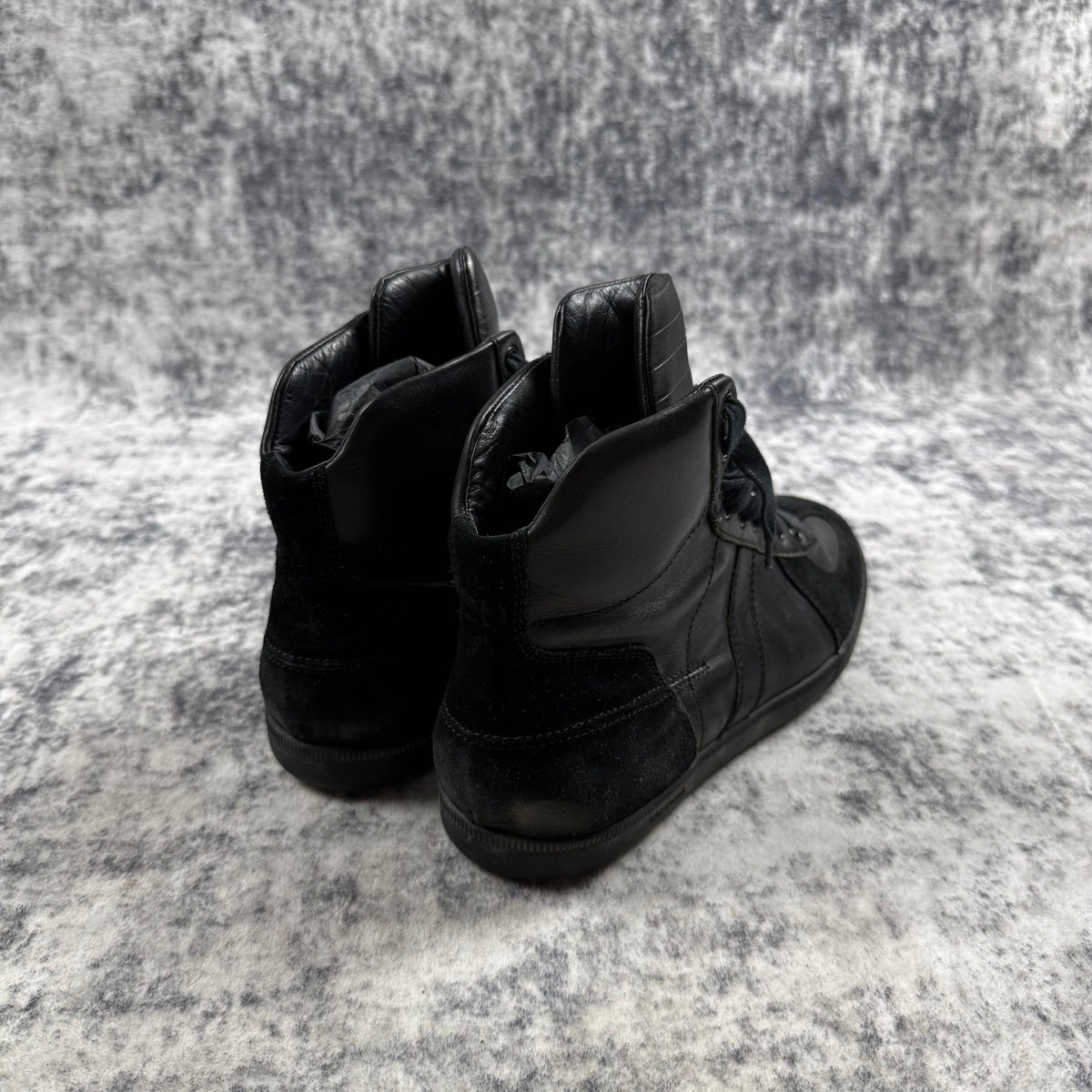 Dior Homme AW07 Hedi Slimane B48 Black Leather & Suede High Top Sneakers