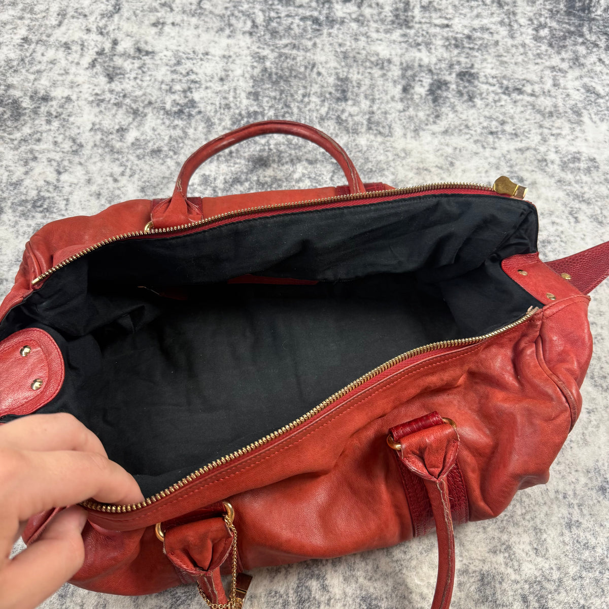 Balenciaga 2000s Whistle Red Leather Duffle Bag