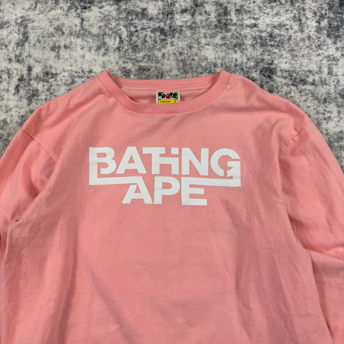 BAPE Bathing Ape Pink Repeated Logo Long Sleeve