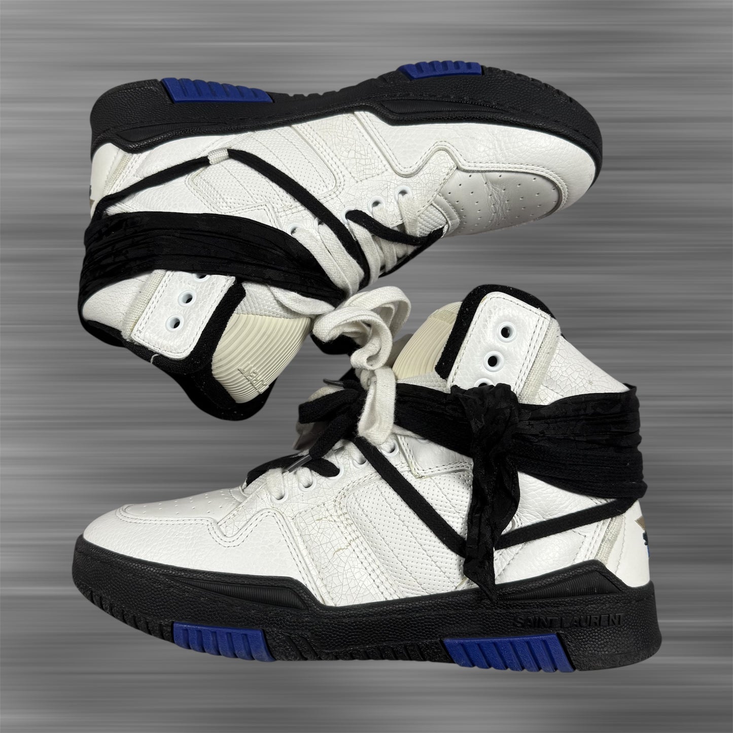 Saint Laurent Smith Grained Leather ‘White/Black’ Shoes
