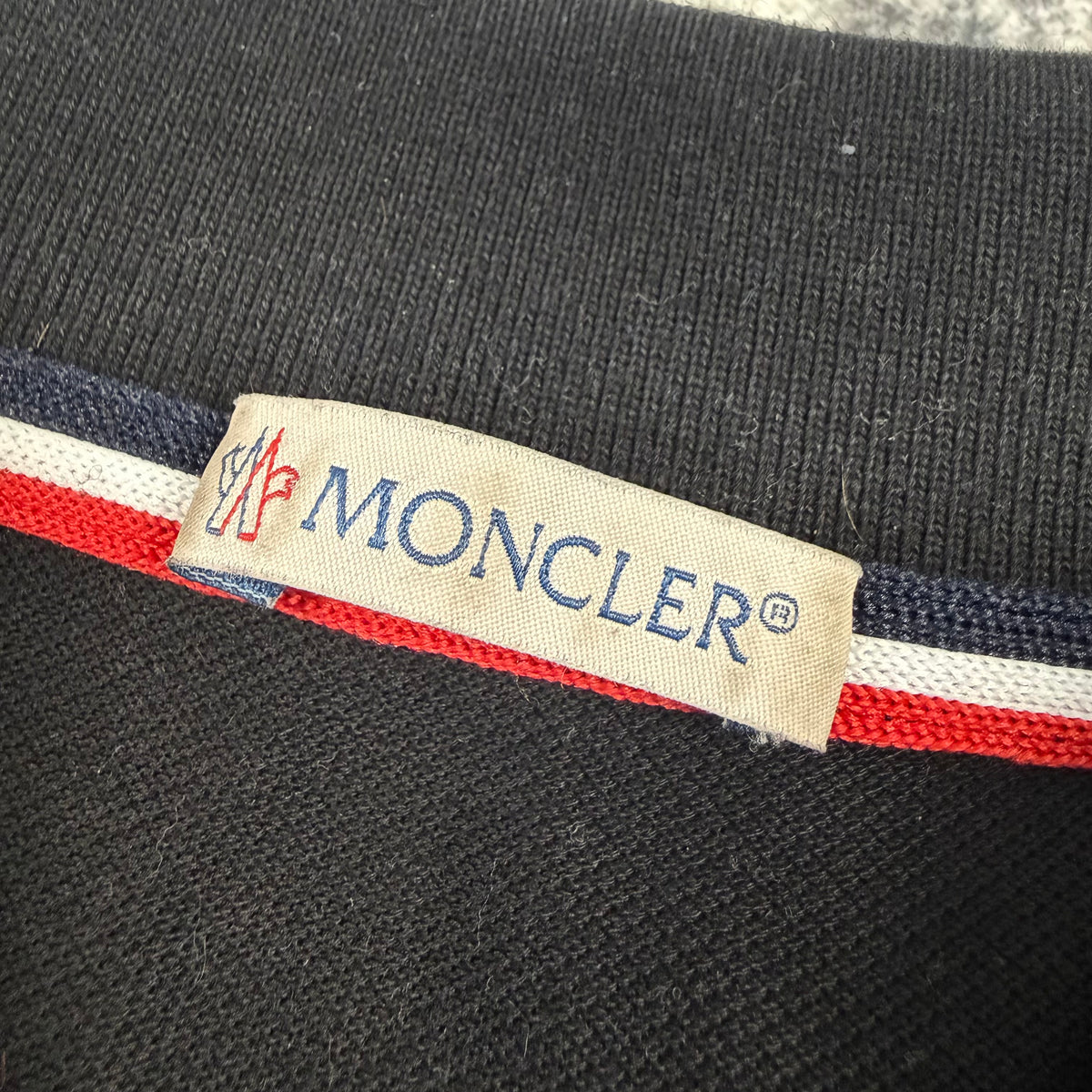 Moncler Logo Patch Tricolor Trim Polo Shirt