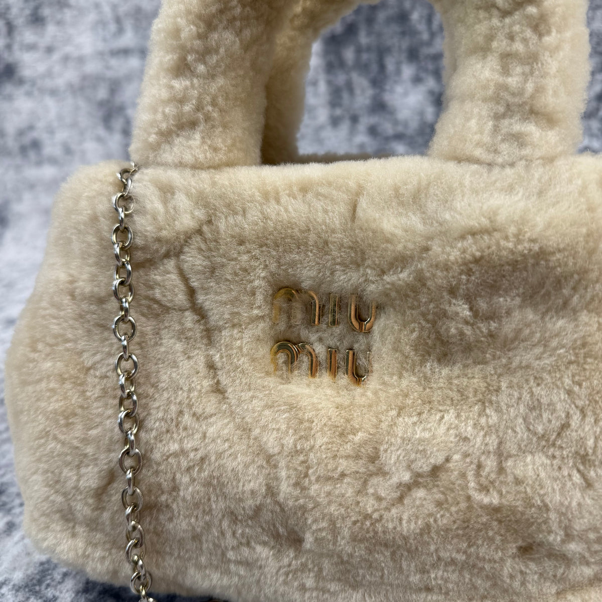 Miu Miu Cream Shearling Fur Handbag