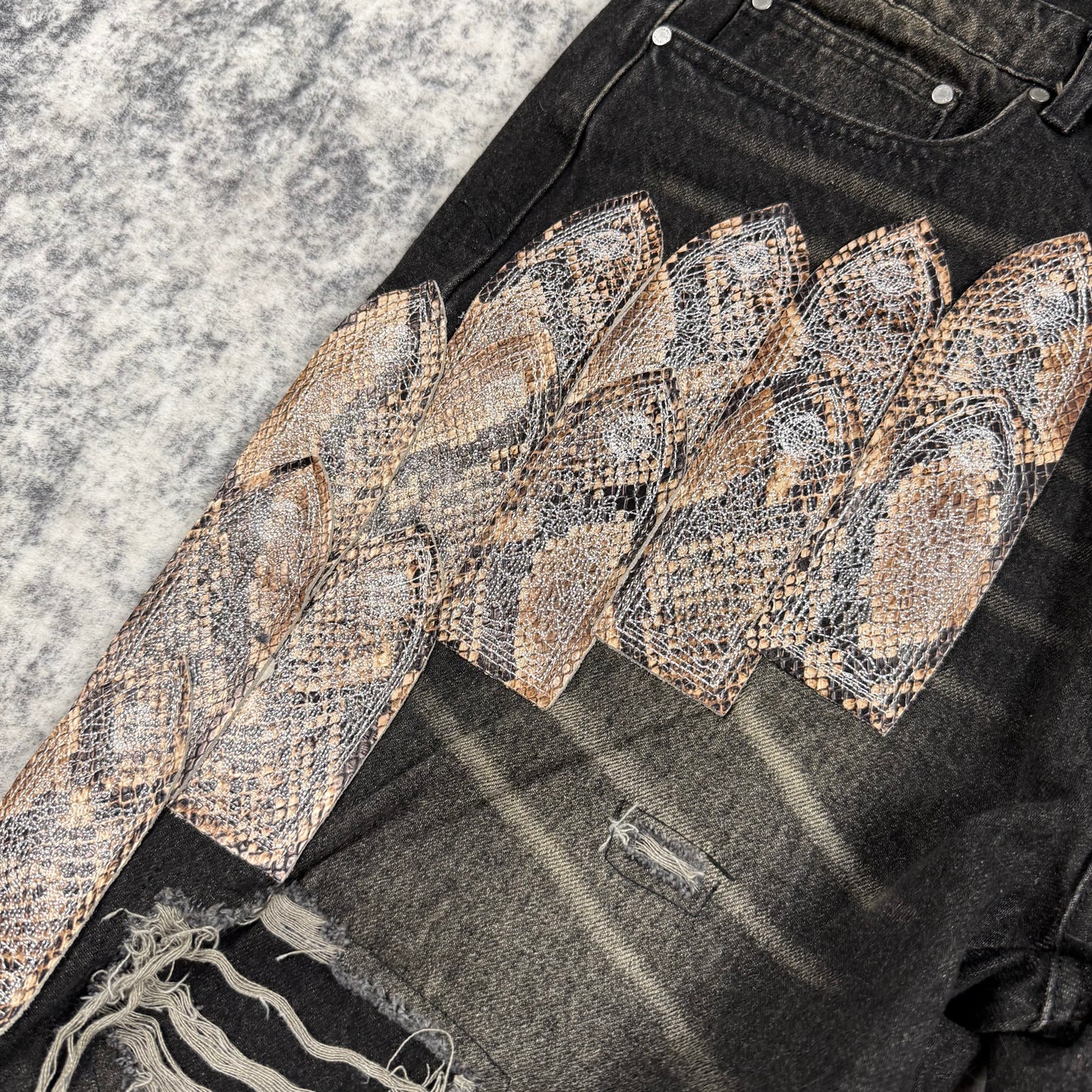 Who Decides War Black Patch Arch Mocha Denim Jeans
