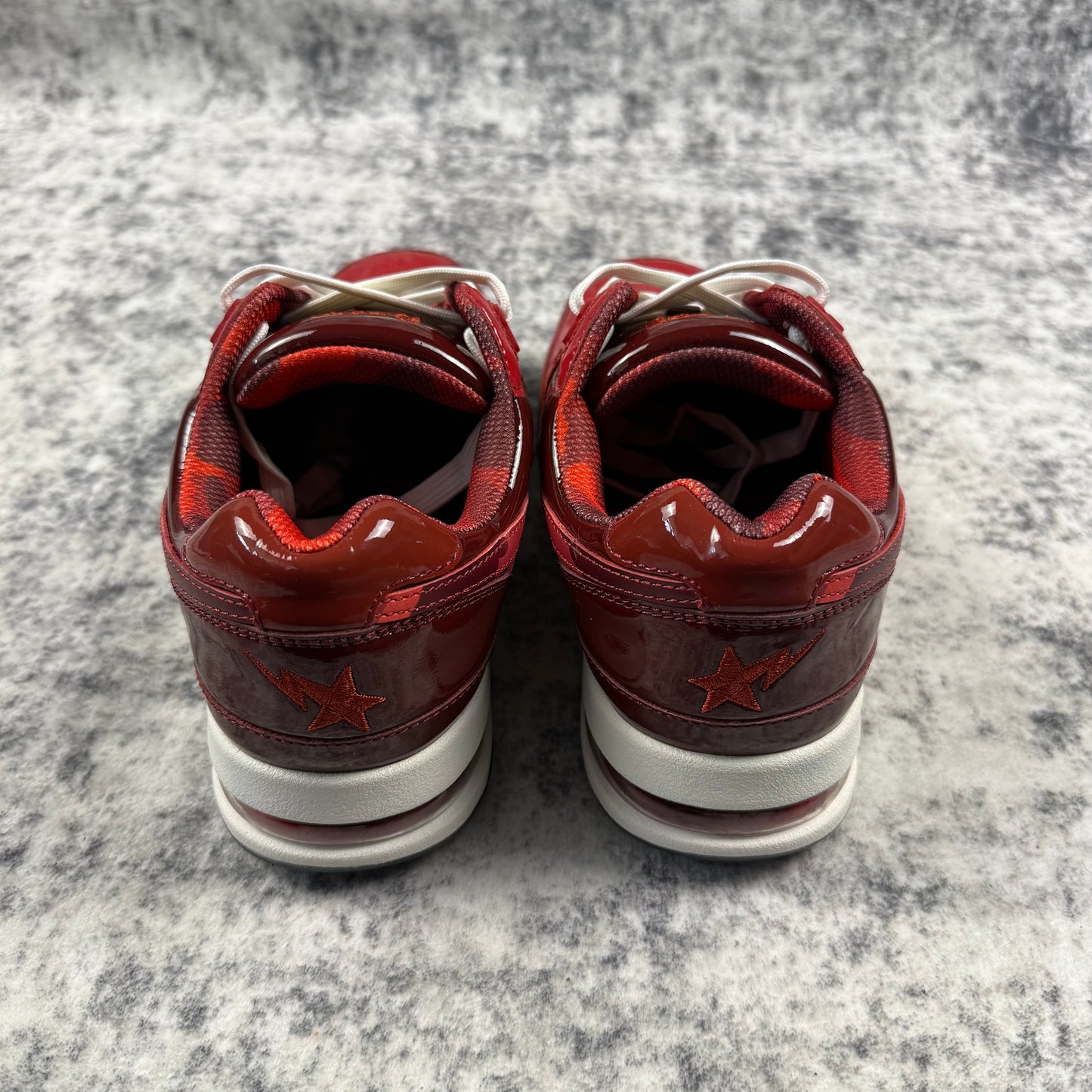 BAPE STA Red / Burgundy Patent Leather Colorblock Sneakers