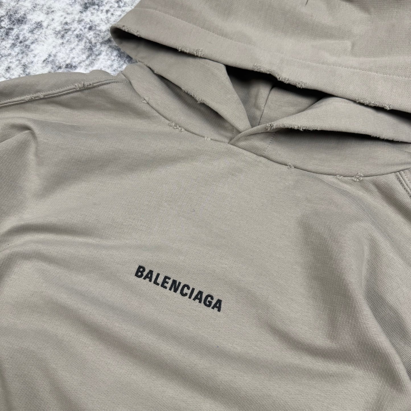 Balenciaga Distressed Embroidered Big Logo Hoodie