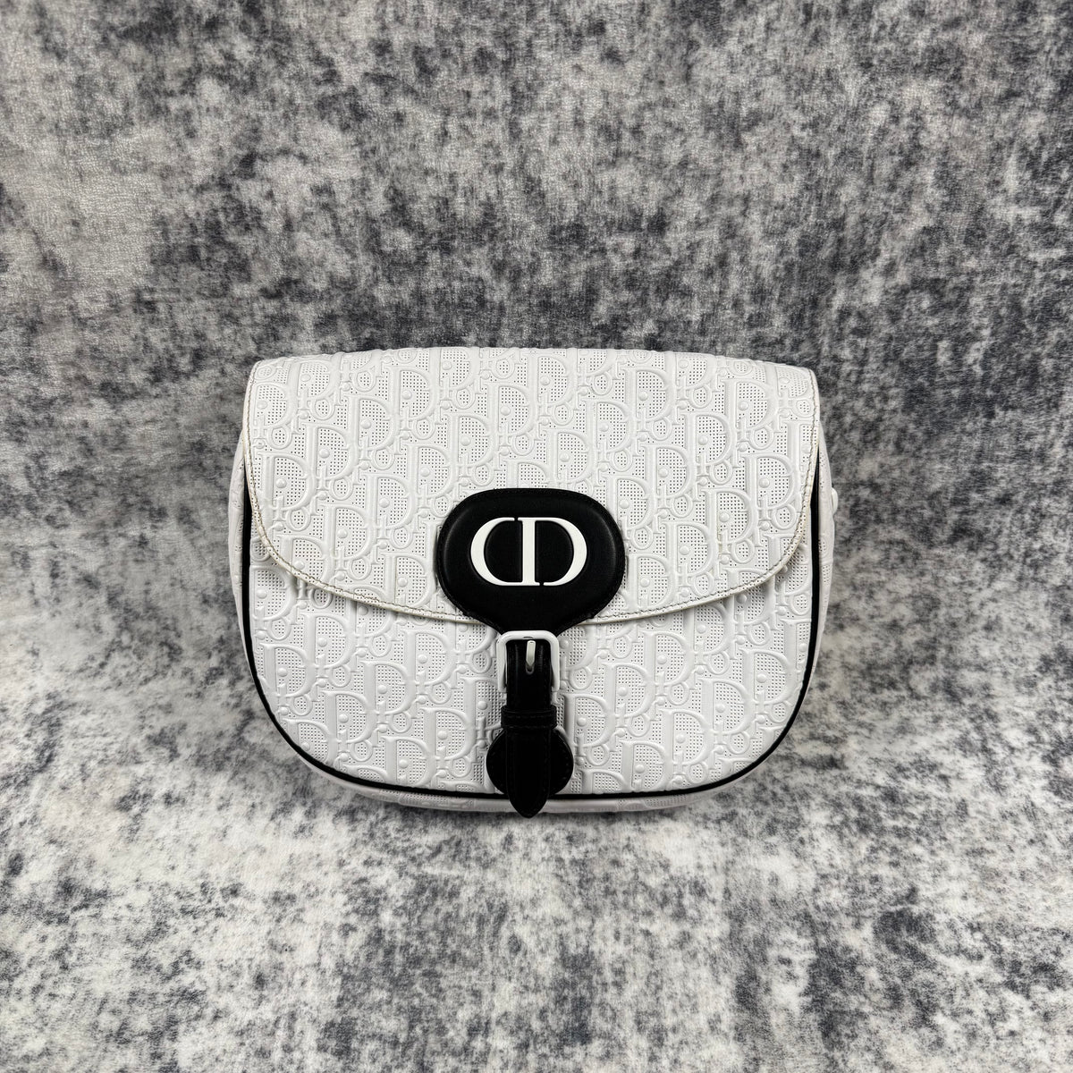 Christian Dior Medium Perforated Oblique Bobby Bag – White Calfskin