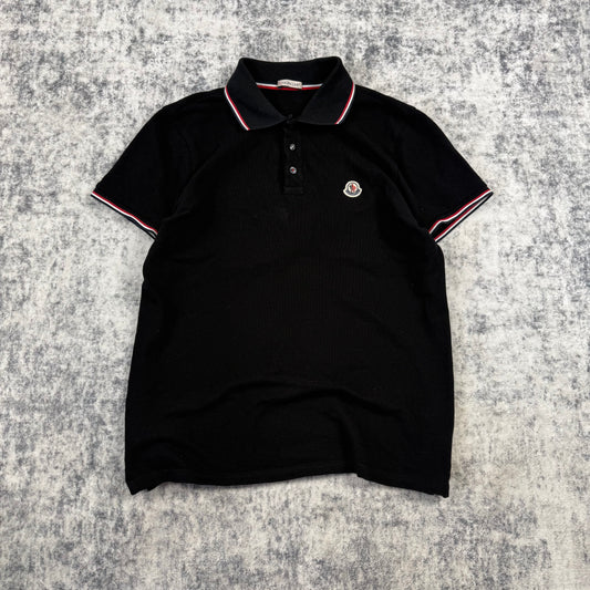 Moncler Logo Patch Tricolor Trim Polo Shirt