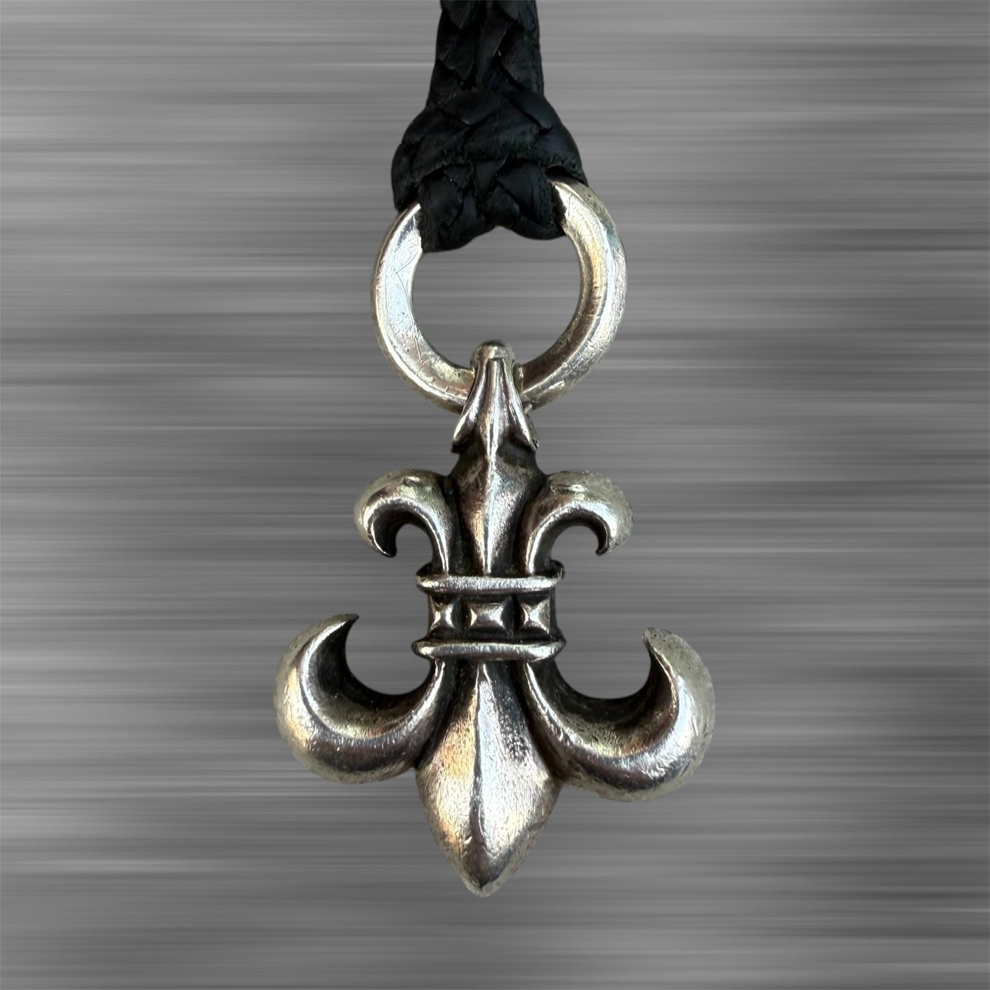 Chrome Hearts Fleur Pendant + Leather Necklace Combo
