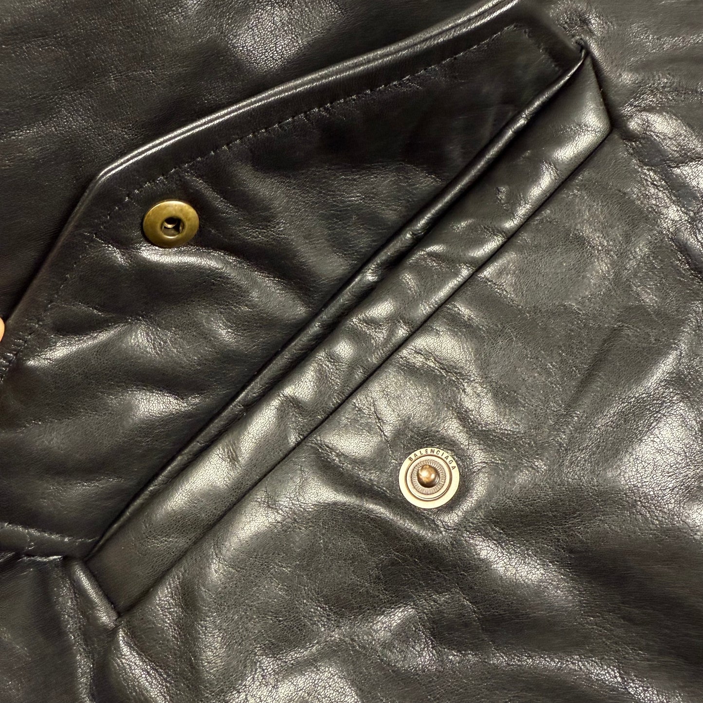 Balenciaga AW22 Leather MA-1 Oversized Hooded Bomber Jacket