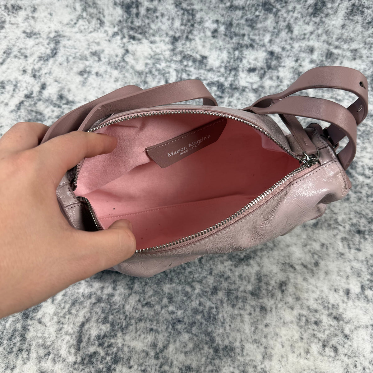 Maison Margiela Pink Glossy Leather Belt Shoulder Bag