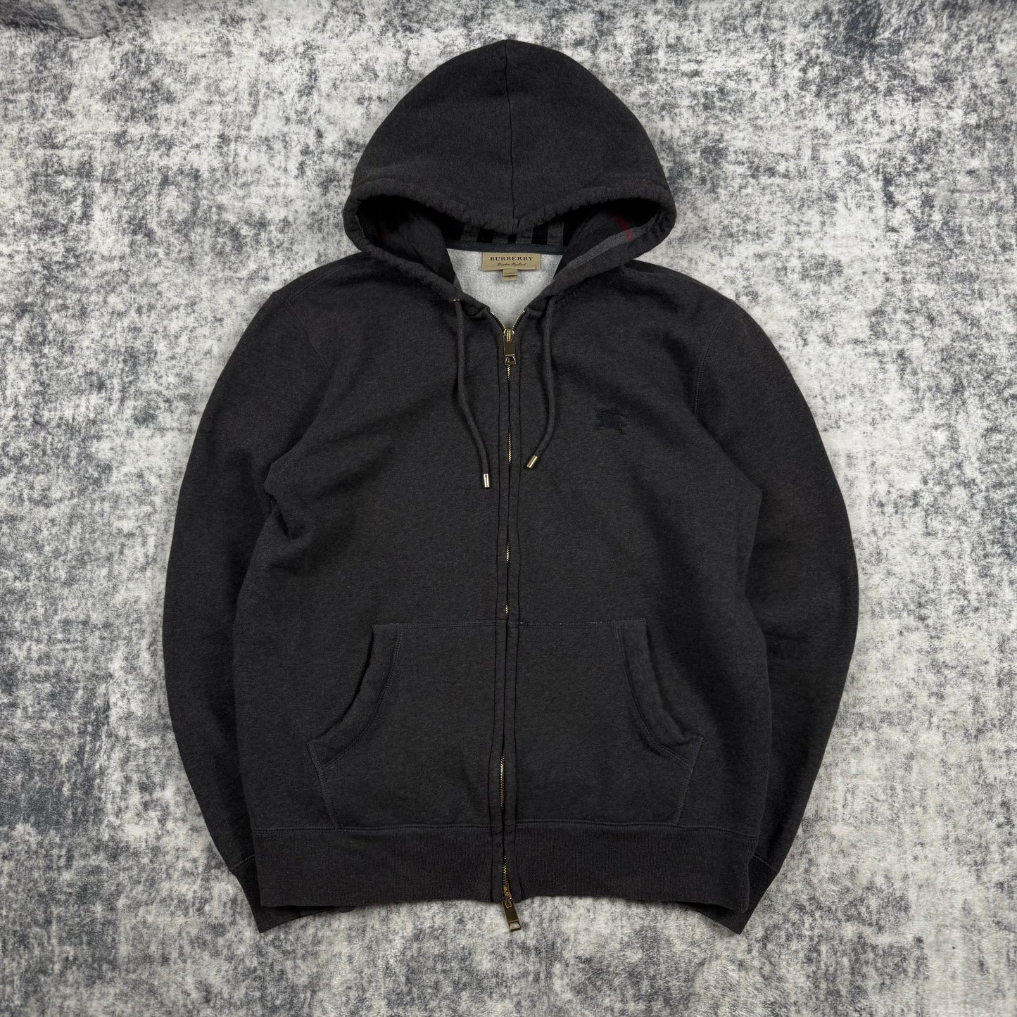 Burberry Nova Check Hood ‘Dark Grey’ Zip-Up Hoodie