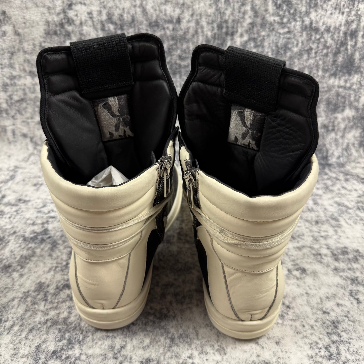Rick Owens Leather ‘Black/Milk’ Geobaskets