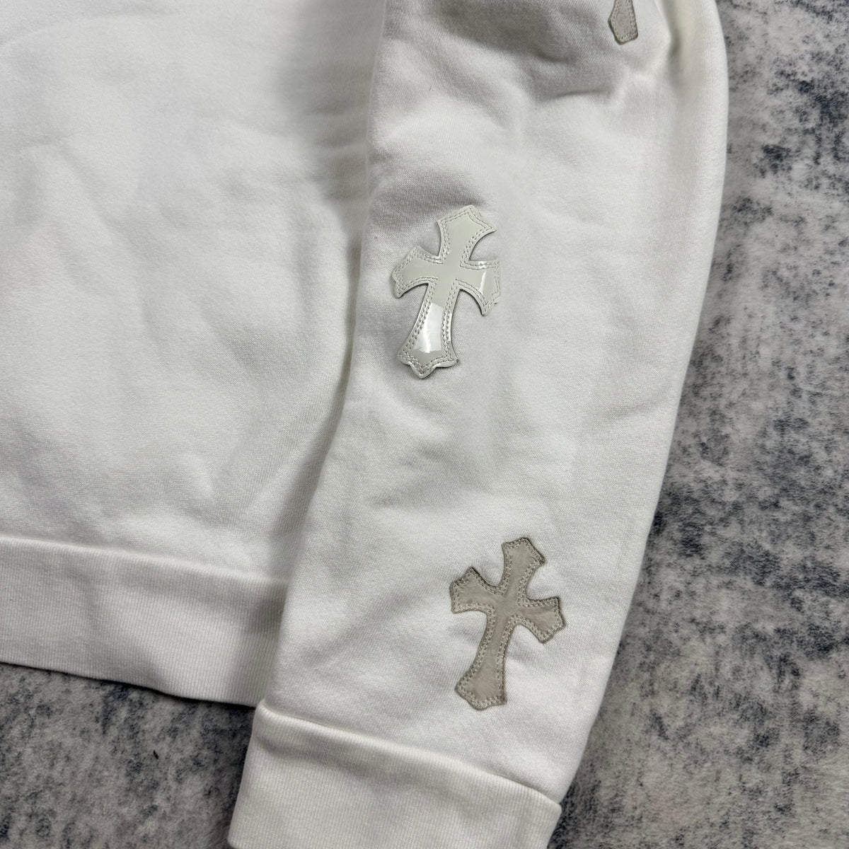 Chrome Hearts Leather Cross Patch ‘White’ Crewneck